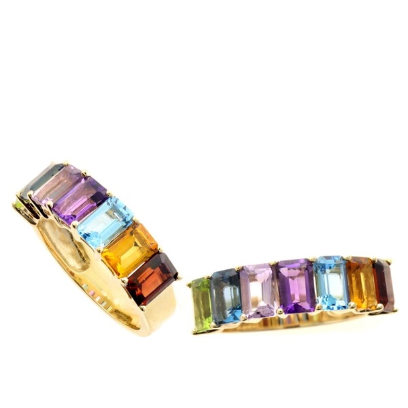 14 Karat Yellow Gold Multi Tourmaline Ring